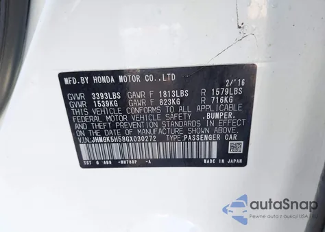 2016 Honda Fit Lx from USA, damaged, VIN JHMGK5H58GX030272